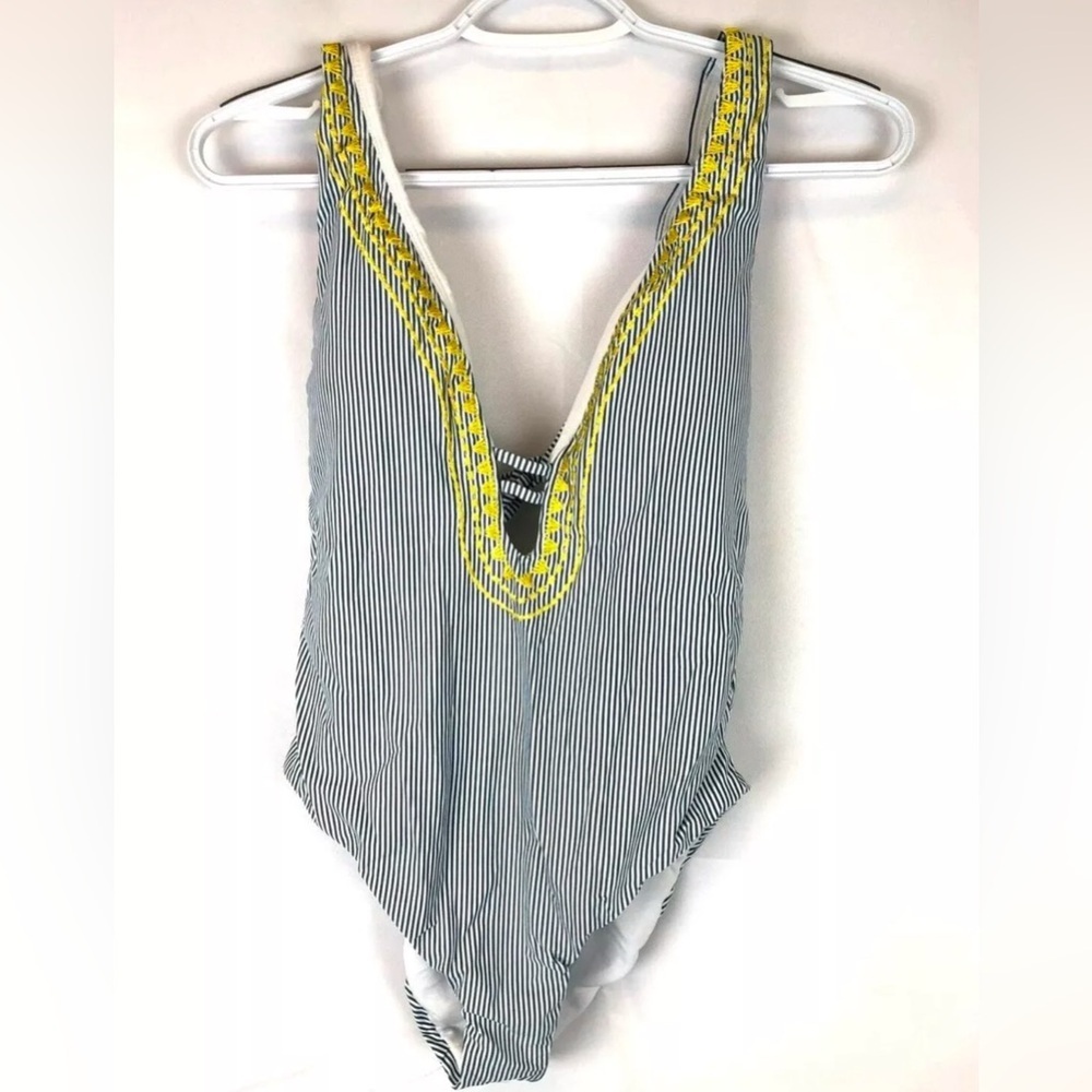 Lucky Brand Womens Plunge Front Keyhole One Piece Swimsuit Size Medium